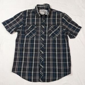 Buckle Bke Chalc Short Sleeve Plaid Button Down Size Large